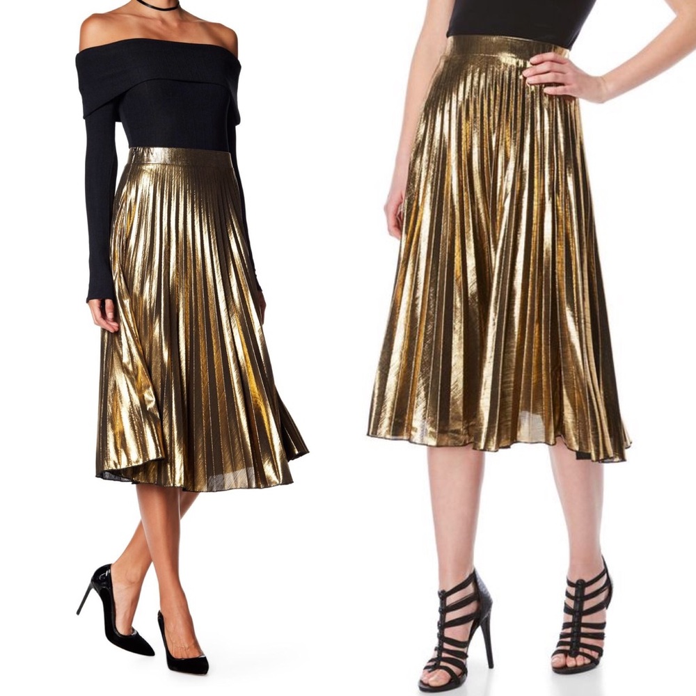 Romeo & Juliet Couture Gold Metallic Midi …